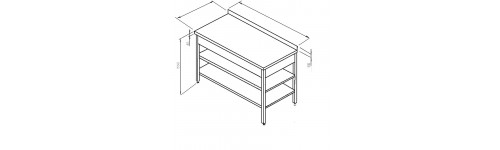 Masa inox adosata cu 2 polite inferioare