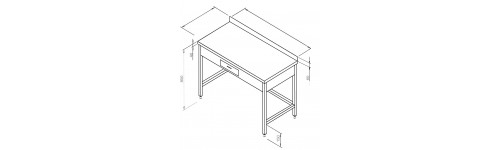 Masa inox adosata, cu legatura pe 3 laturi si sertar