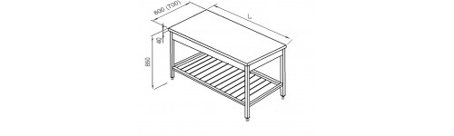 Masa inox centrala cu polita inferioara tip gratar