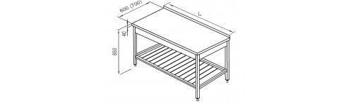 Masa inox adosata cu o polita inferioara tip gratar 