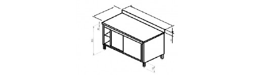 Masa inox adosata tip dulap, 2 usi glisante, polita intermediara