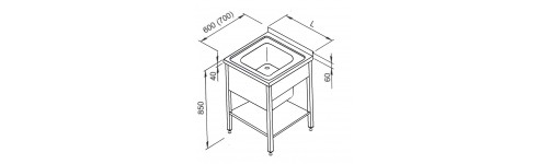 Spalator inox cu o cuva si polita inferioara