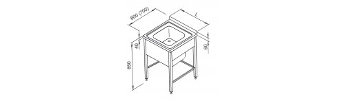 Spalator inox cu o cuva si legatura inferioara pe 3 laturi