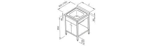 Spalator inox cu o cuva, polita inferioara si usi batante